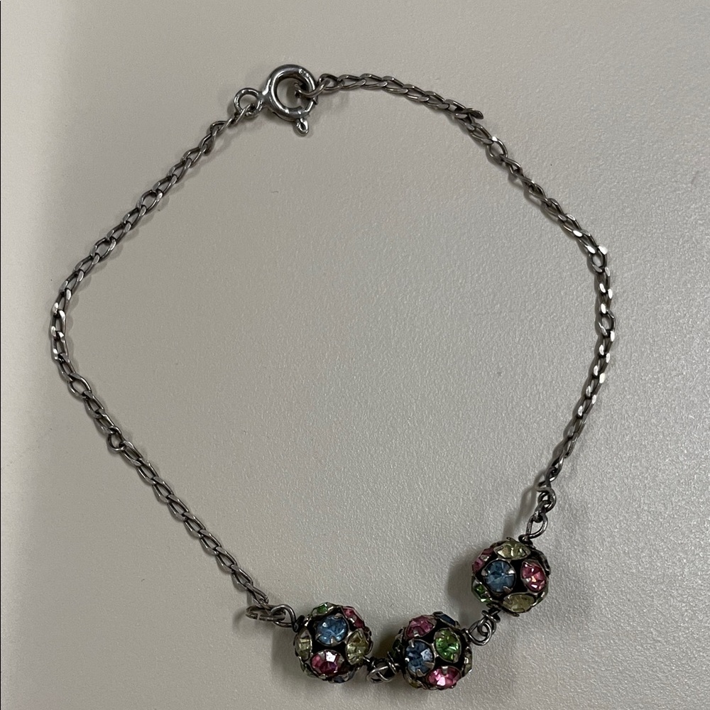 Vintage Sterling Elegant Multicolor Gemstone Bracelet